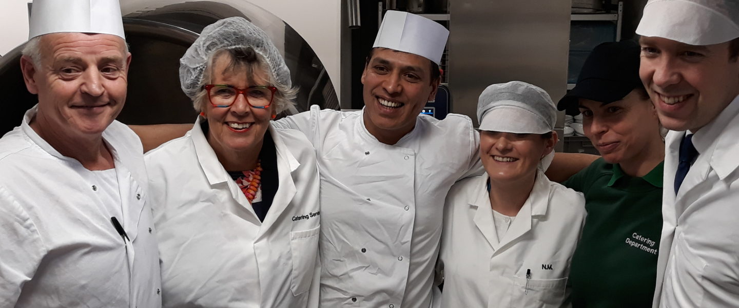 Prue Leith and Catering Staff